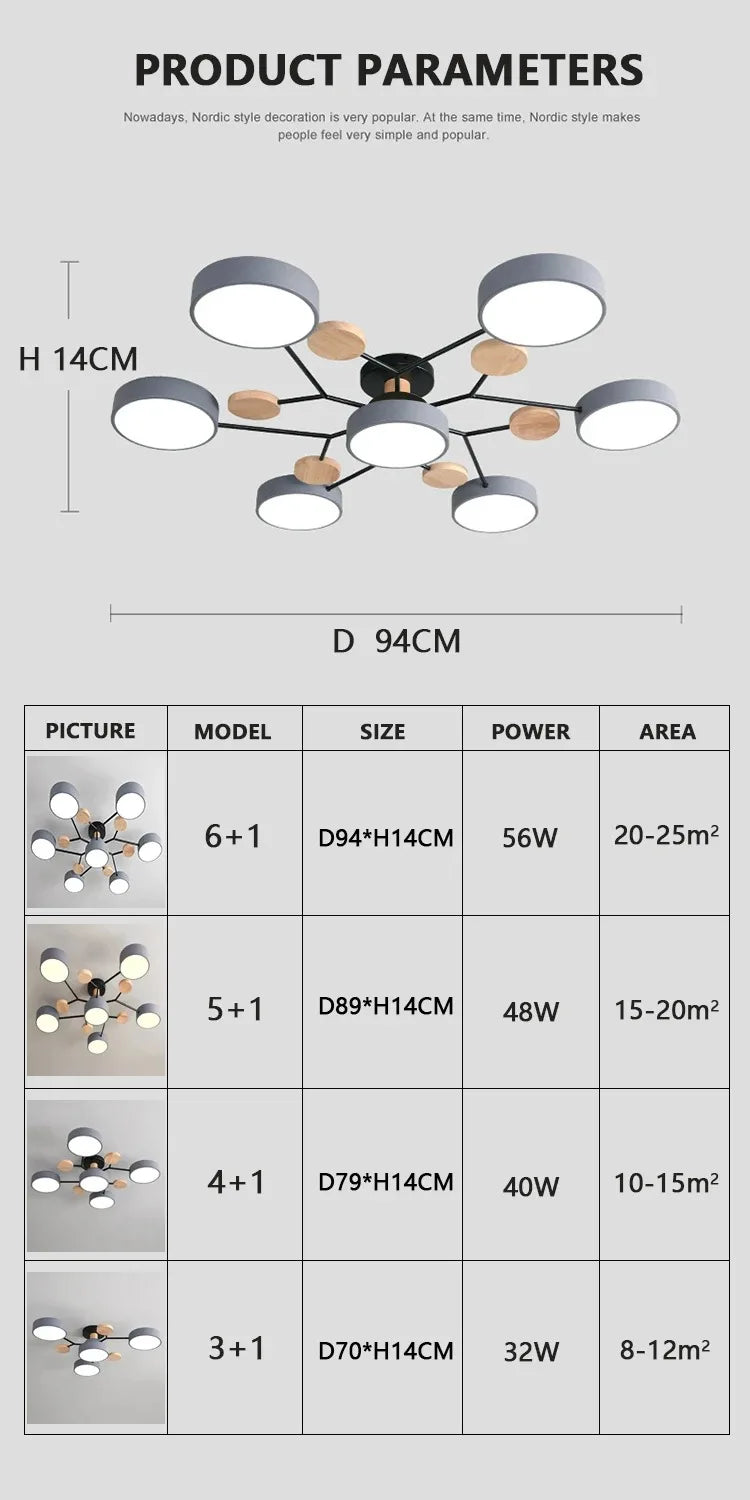 Lustre Plafonnier LED 5 ou 6 Diffuseurs