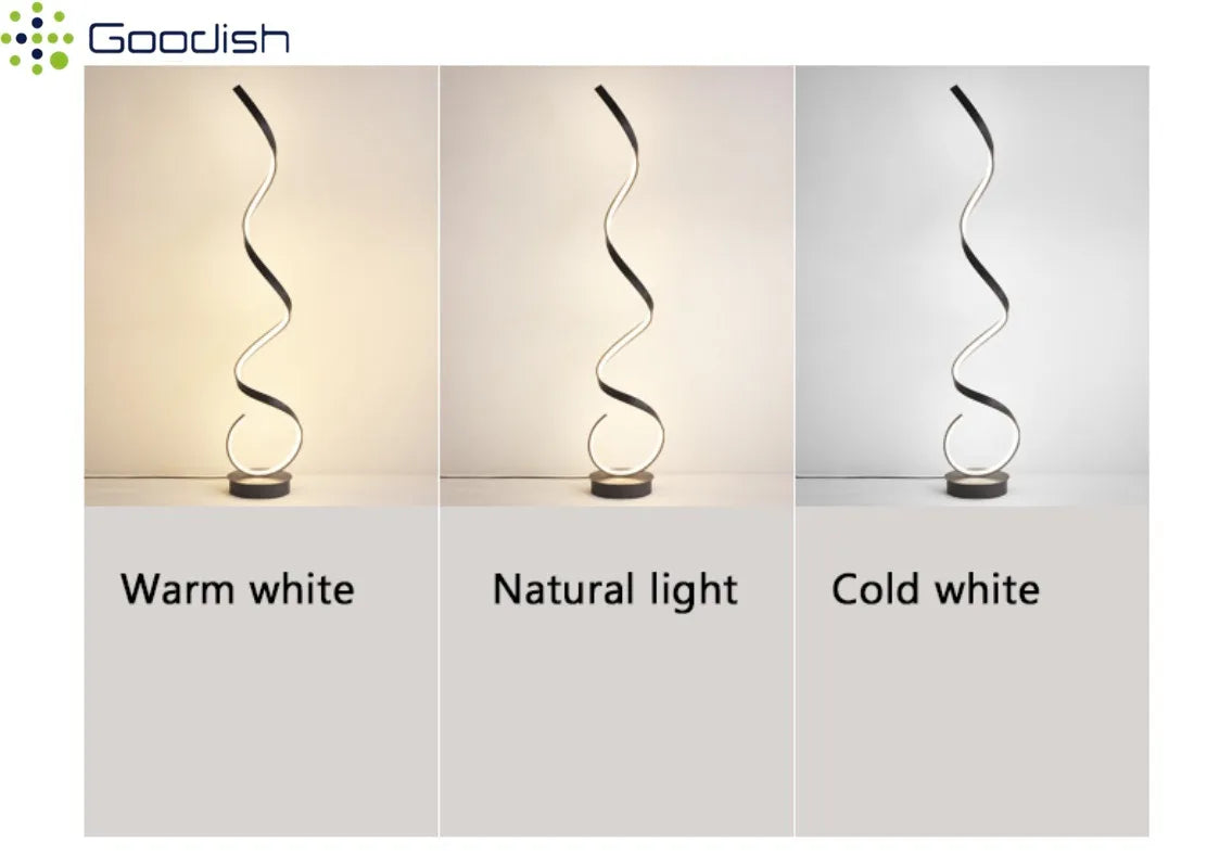 Modern Design LED Spiral Floor Lamp Living Room Bedroom — Black & White | Lumfyr