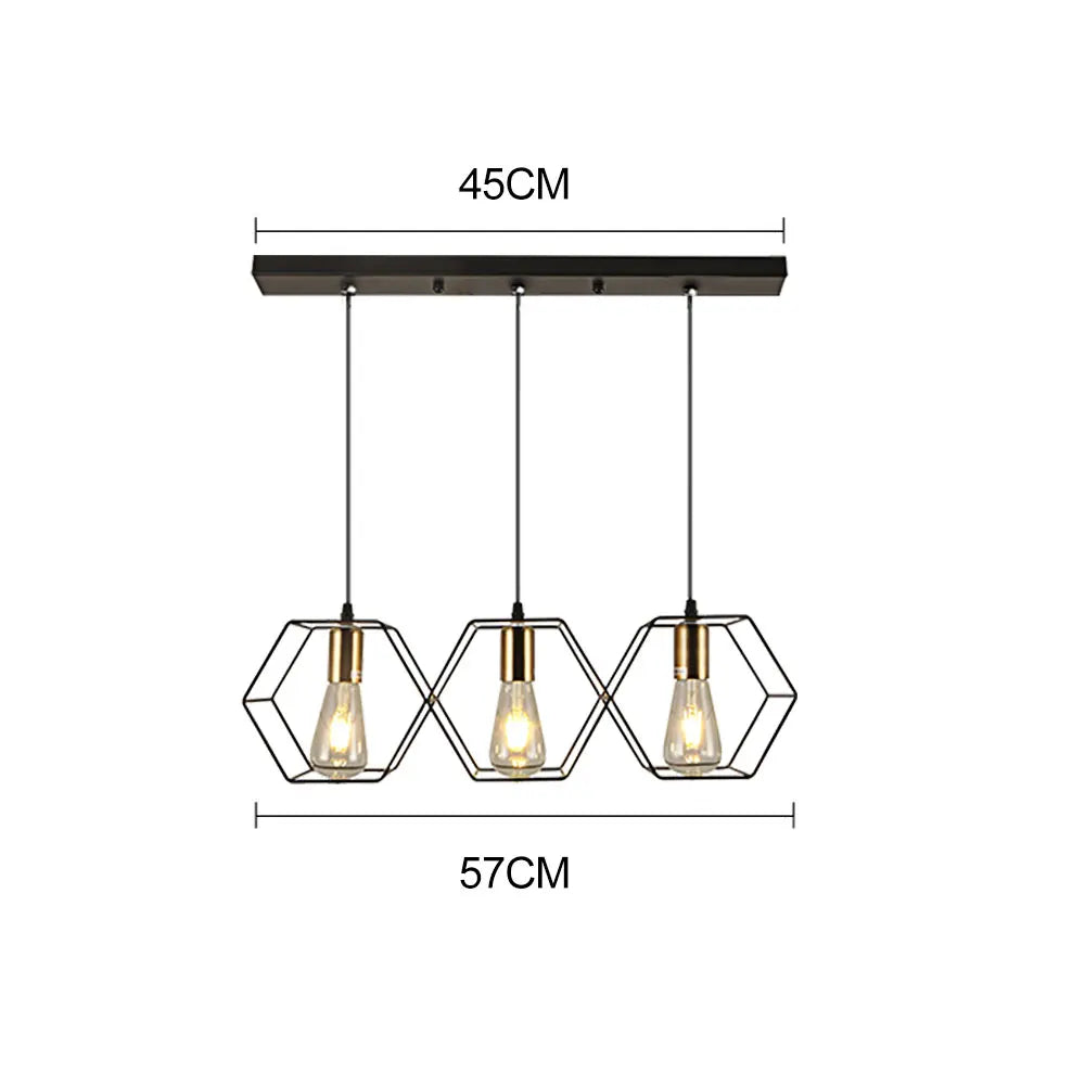 Geometric Hexagonal Black Metal Multi-Head Pendant Light | Lumfyr