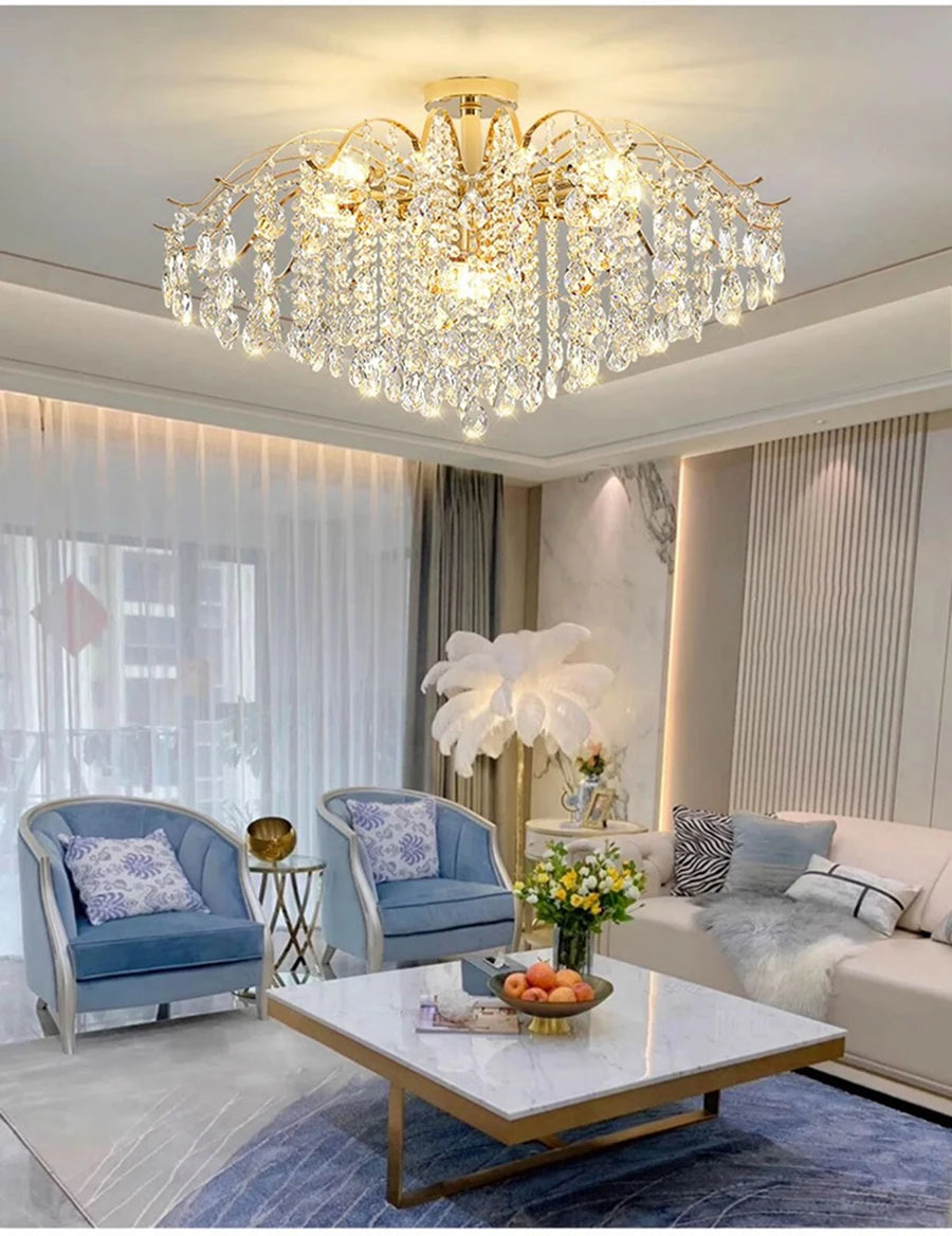 Lustre Plafonnier Cristal Doré