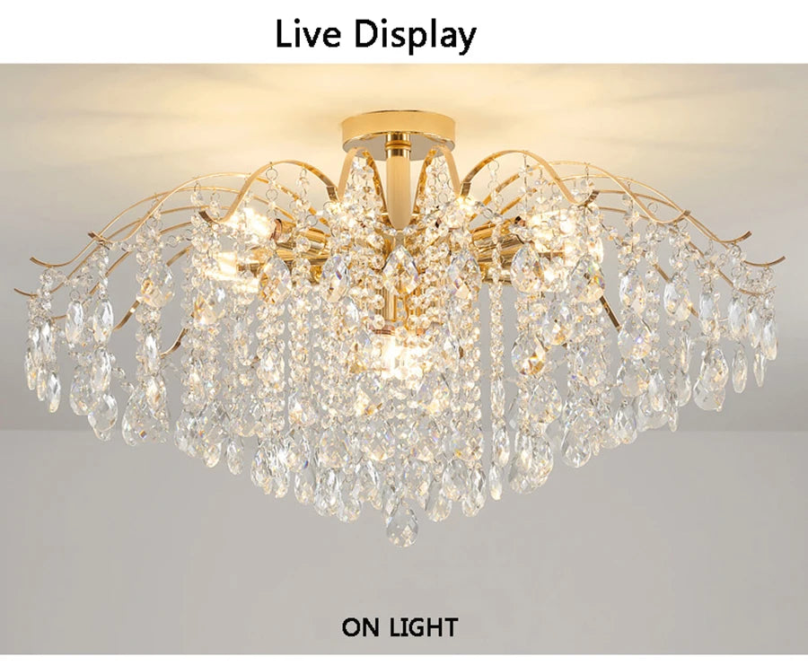 Lustre Plafonnier Cristal Doré