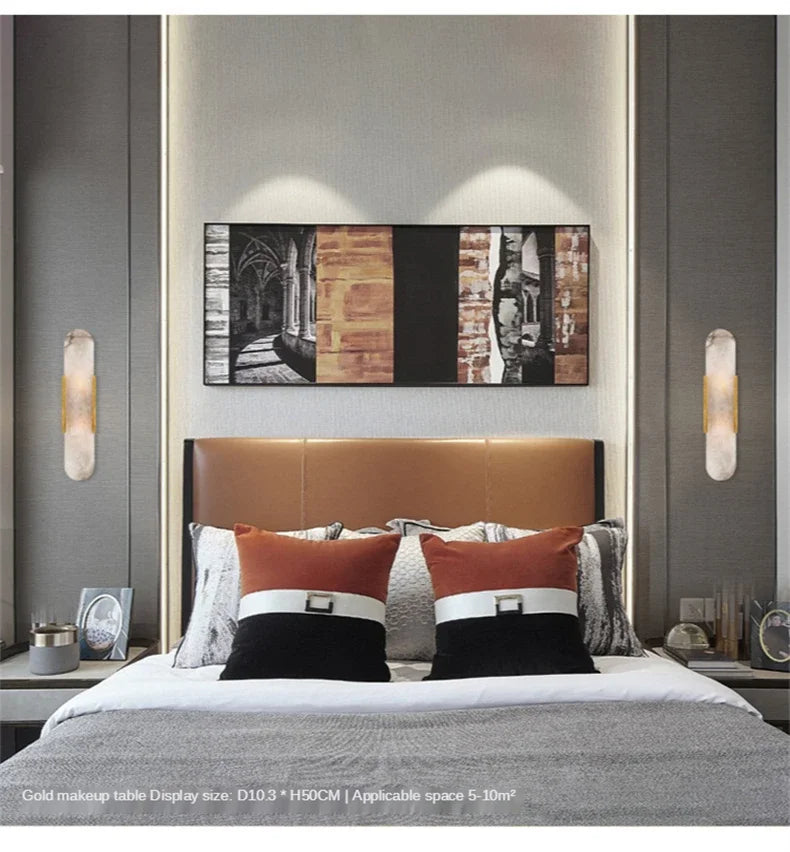 Luxury Contemporary LED Capsule Natural Marble Wall Sconce | Lumfyr