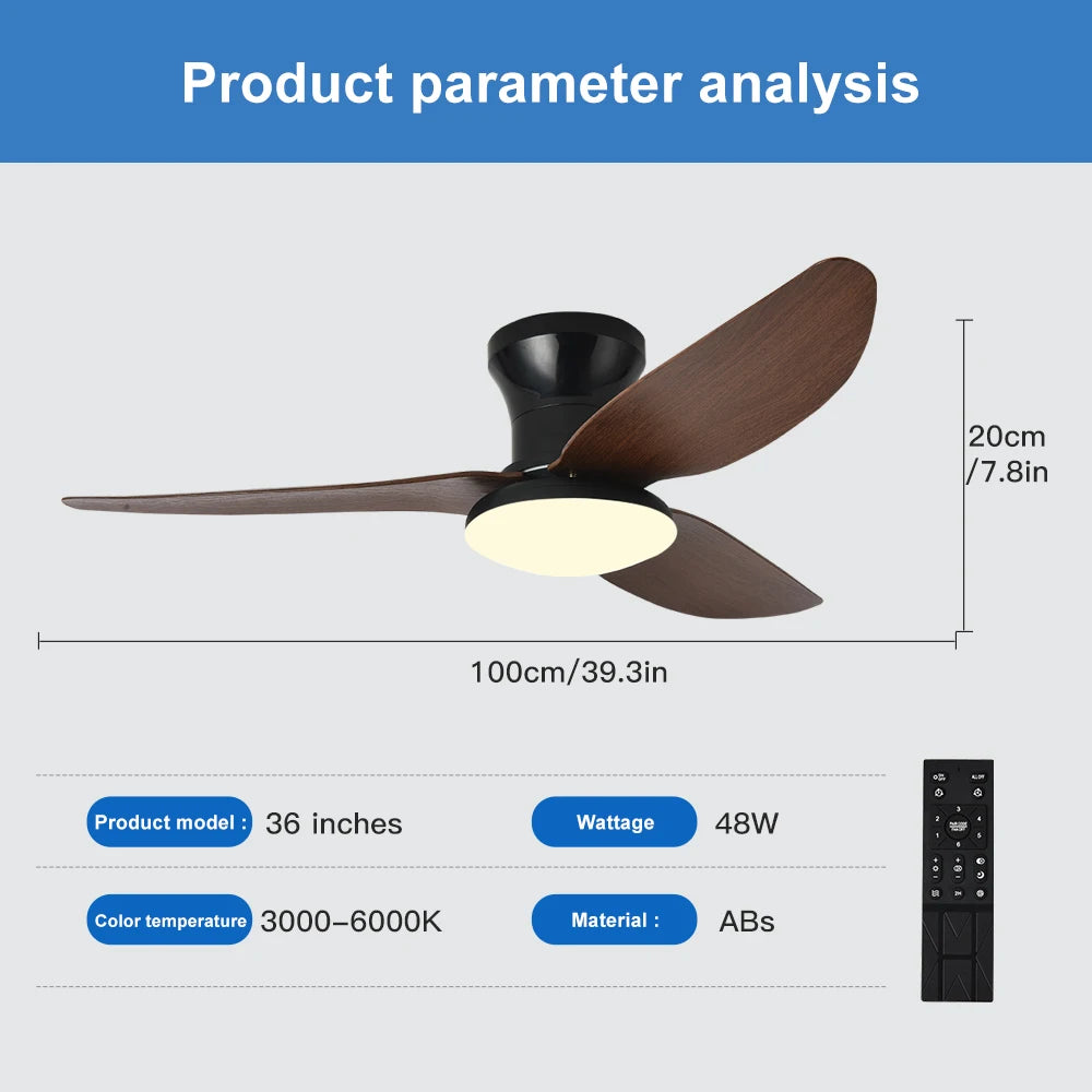 Ventilateur de Plafond LED Dimmable avec Télécommande | Lumfyr
