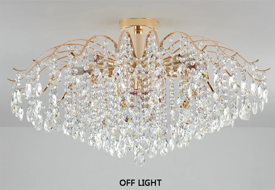 Lustre Plafonnier Cristal Doré