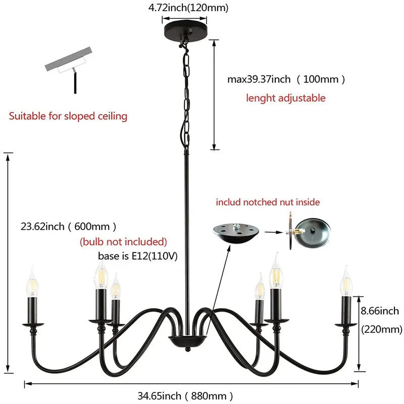 Lustre Rétro 4 à 8 Bras