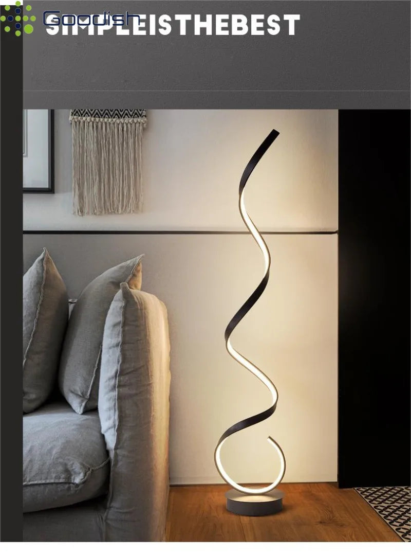 Modern Design LED Spiral Floor Lamp Living Room Bedroom — Black & White | Lumfyr