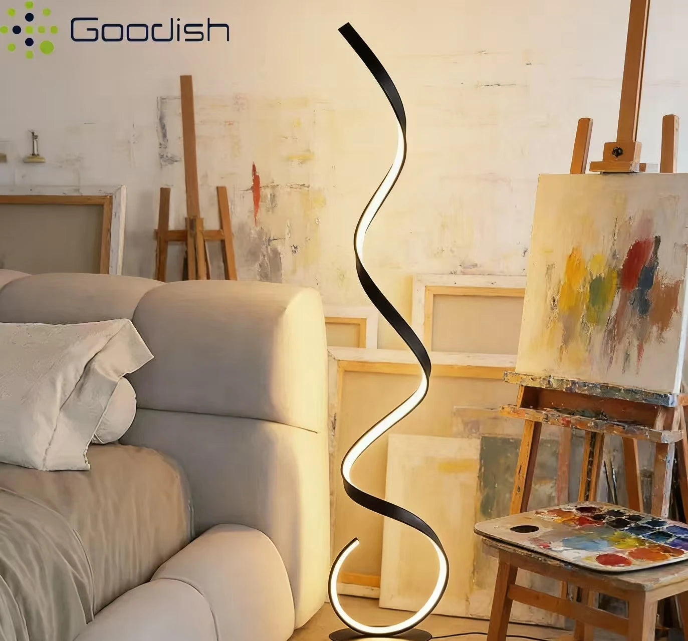 Modern Design LED Spiral Floor Lamp Living Room Bedroom — Black & White | Lumfyr