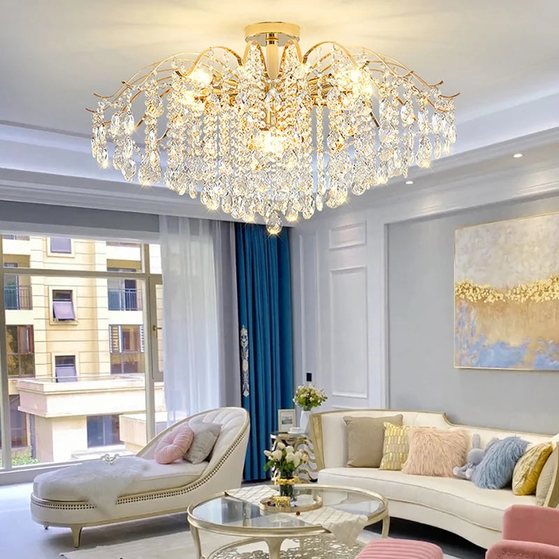 Lustre Plafonnier Cristal Doré