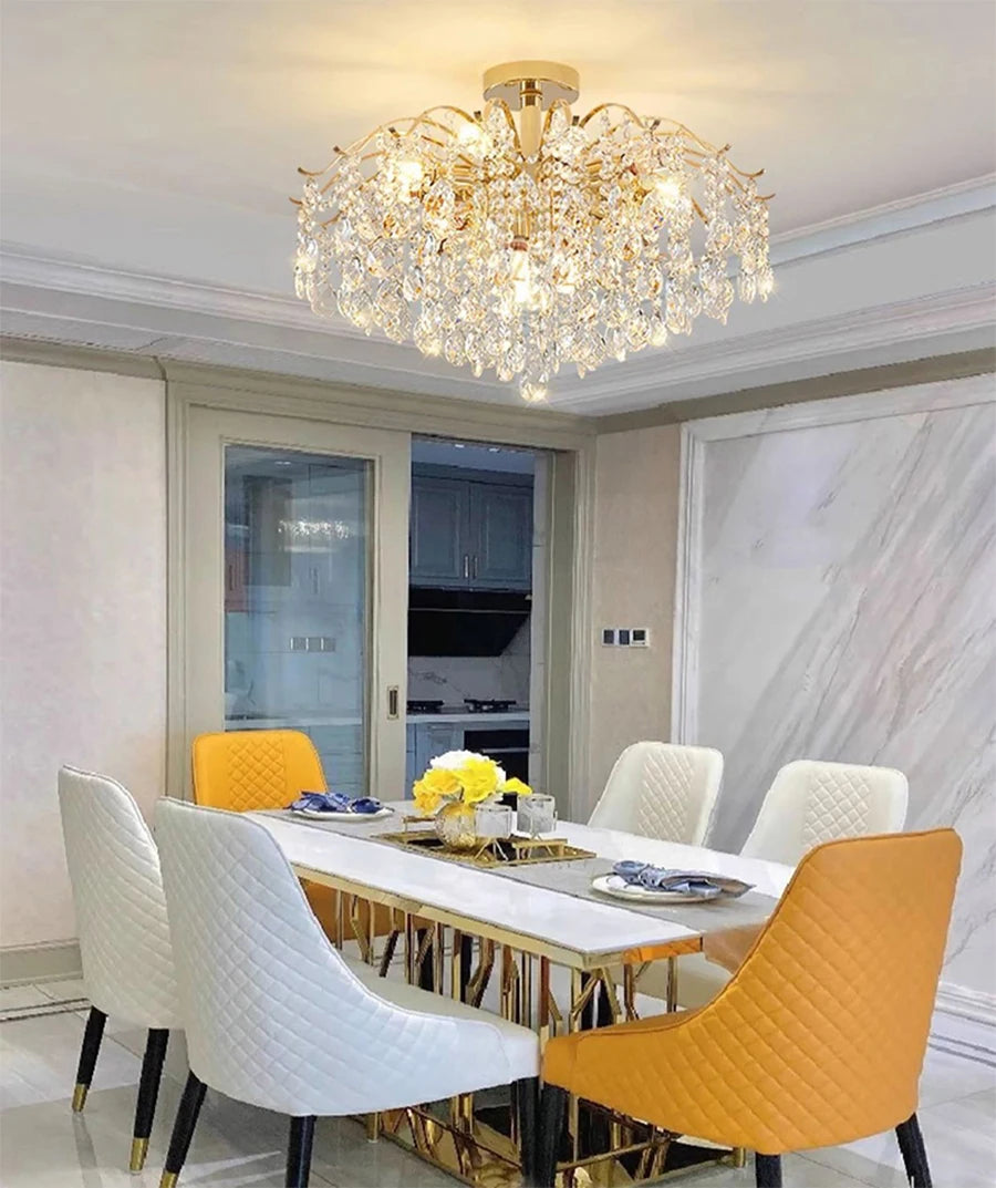 Lustre Plafonnier Cristal Doré