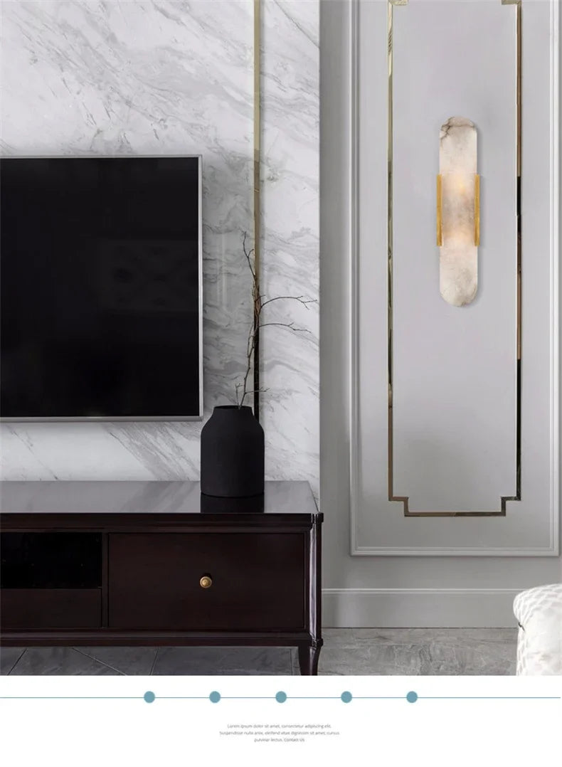 Luxury Contemporary LED Capsule Natural Marble Wall Sconce | Lumfyr