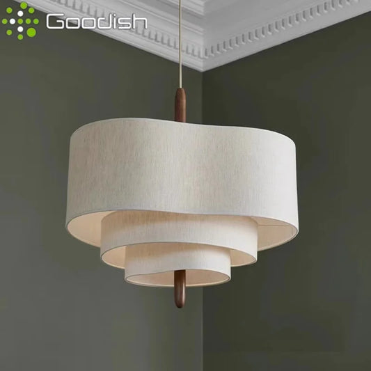 Suspension Tissu Écru 3 Niveaux Étagés Bois et Métal
