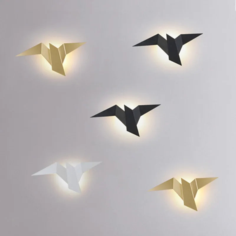 Nordic LED Bird Wall Sconce for Living Room Bedroom — Black White Gold | Lumfyr