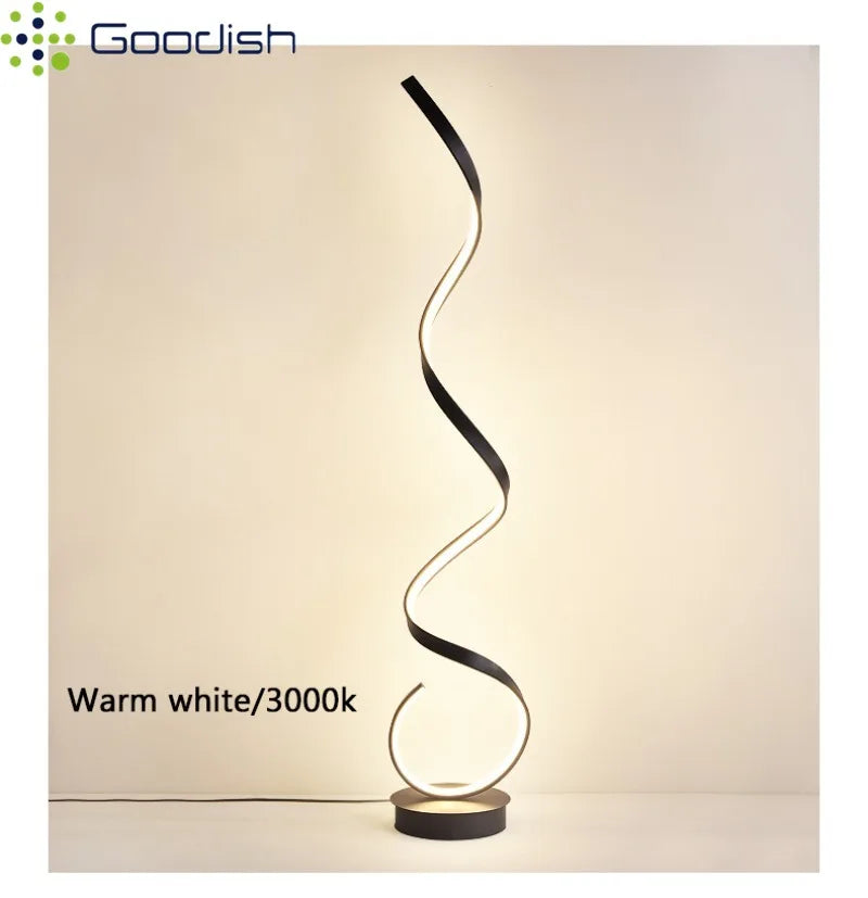 Modern Design LED Spiral Floor Lamp Living Room Bedroom — Black & White | Lumfyr