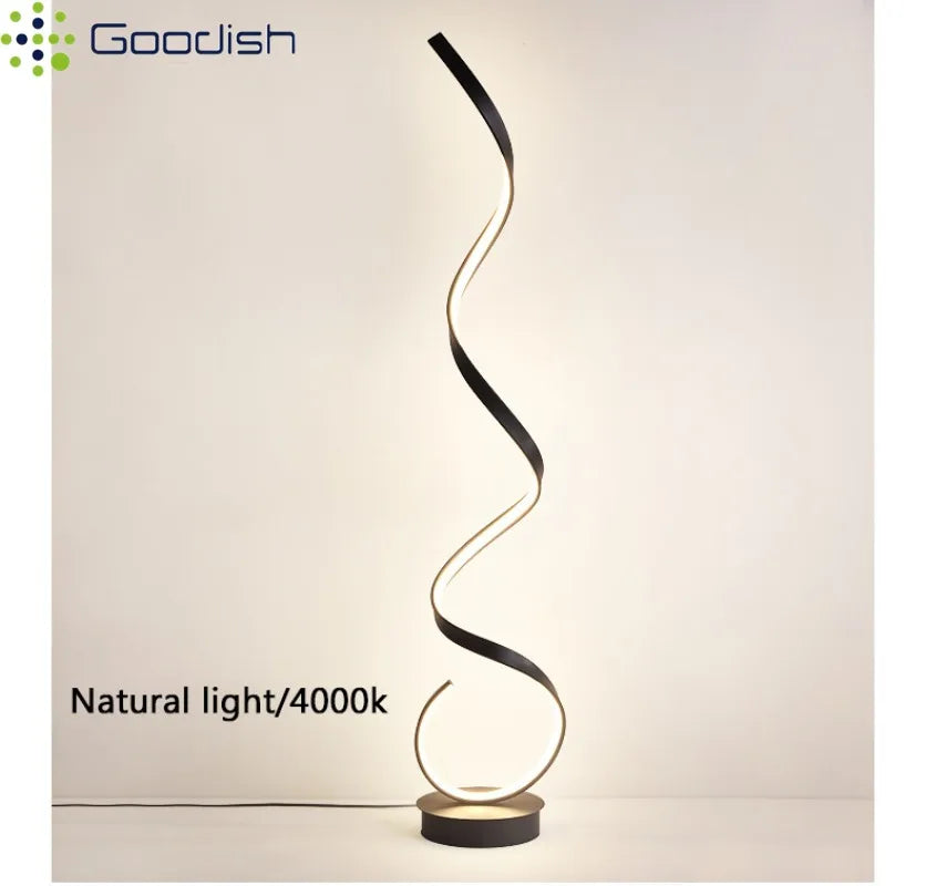 Modern Design LED Spiral Floor Lamp Living Room Bedroom — Black & White | Lumfyr