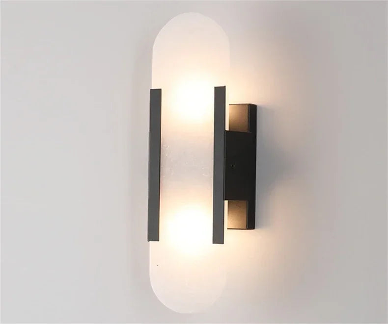 Luxury Contemporary LED Capsule Natural Marble Wall Sconce | Lumfyr