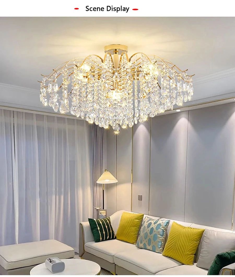 Lustre Plafonnier Cristal Doré