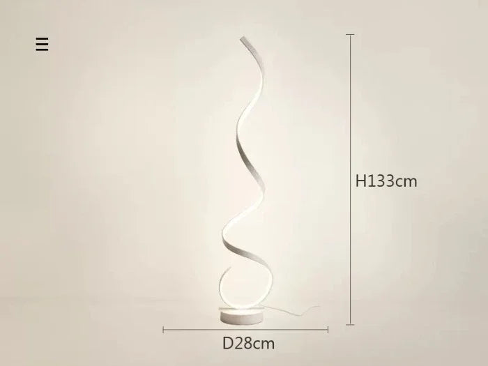 Modern Design LED Spiral Floor Lamp Living Room Bedroom — Black & White | Lumfyr