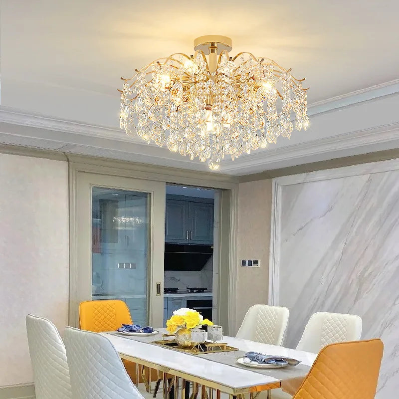 Lustre Plafonnier Cristal Doré