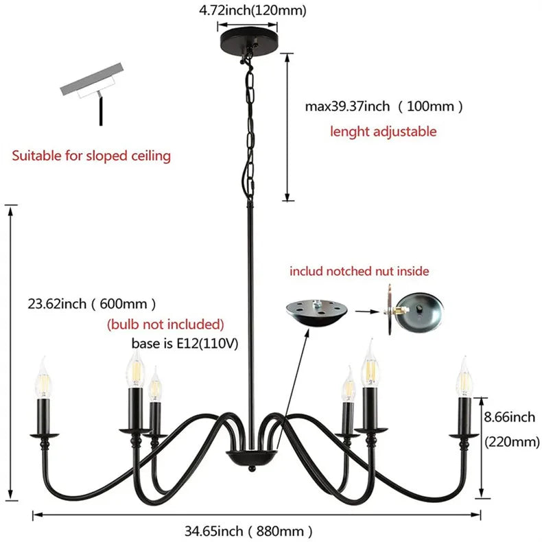Lustre Rétro 4 à 8 Bras