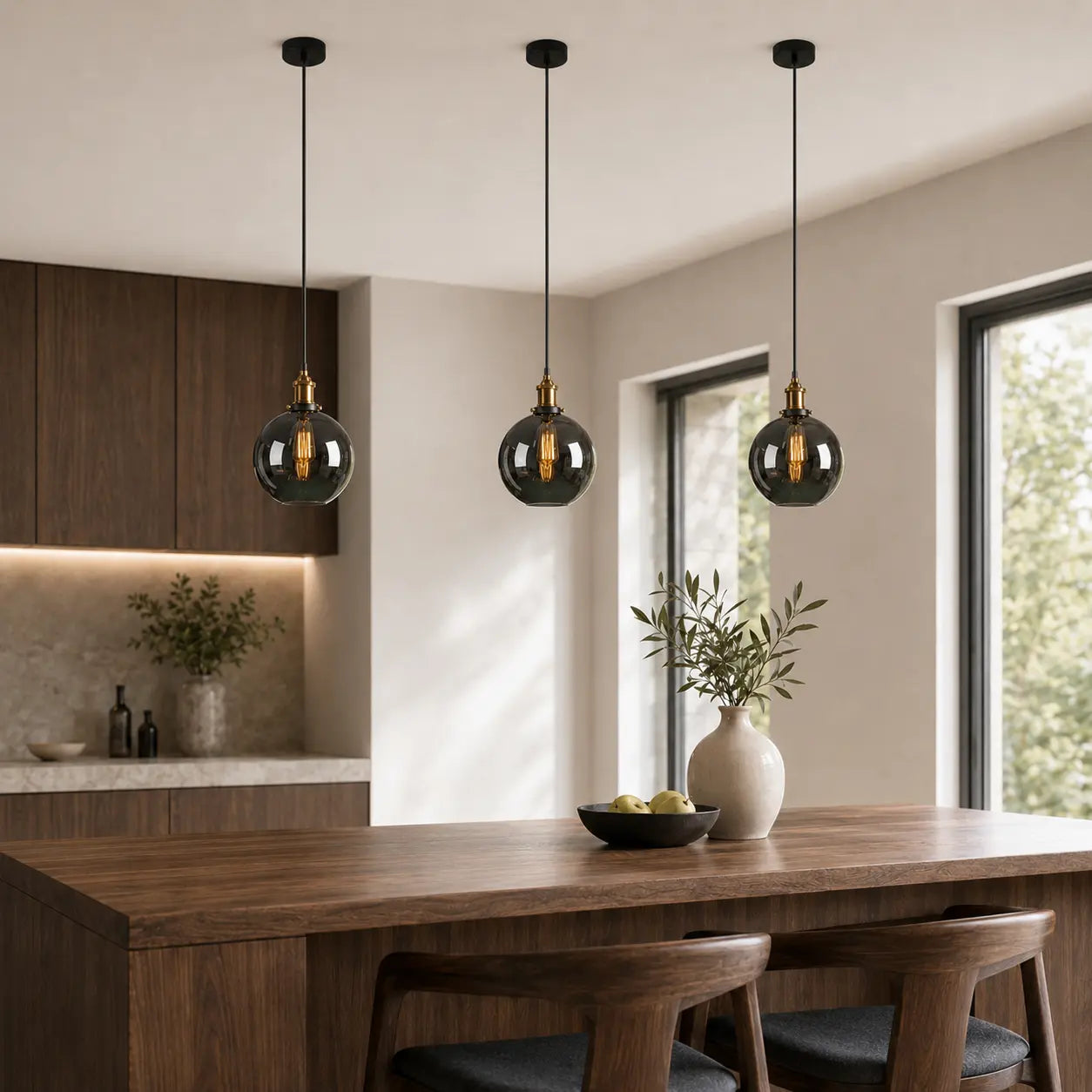 Suspension Globe Verre Fumé