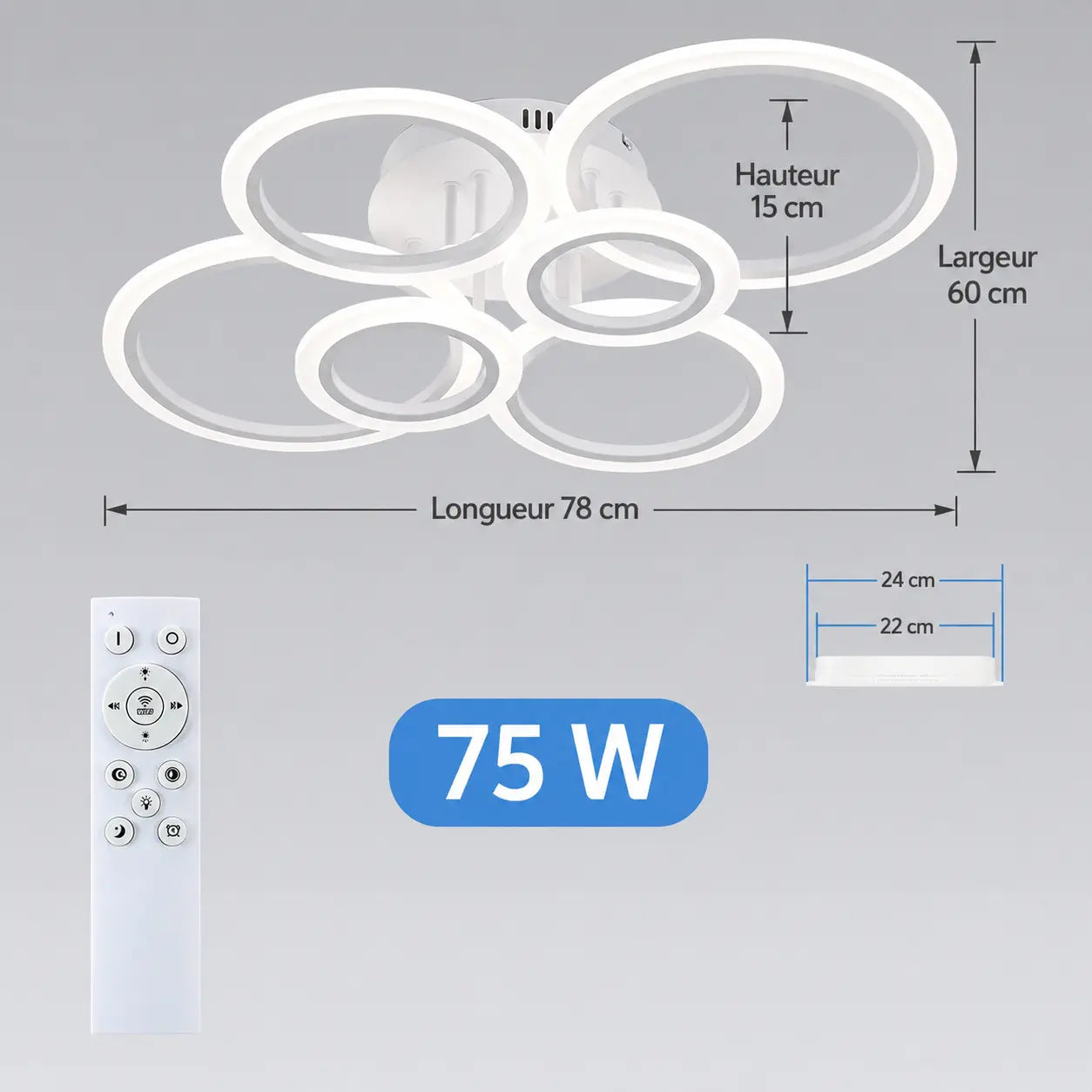 Plafonnier Connecté Anneaux Orientables