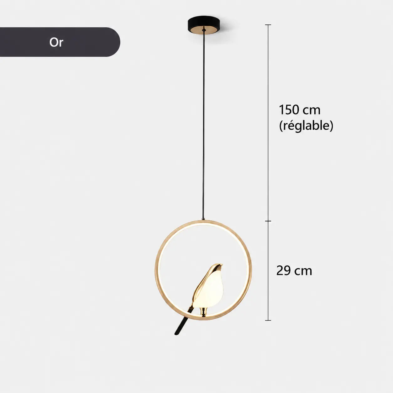 Suspension Oiseau Pie LED Cercle Rotative