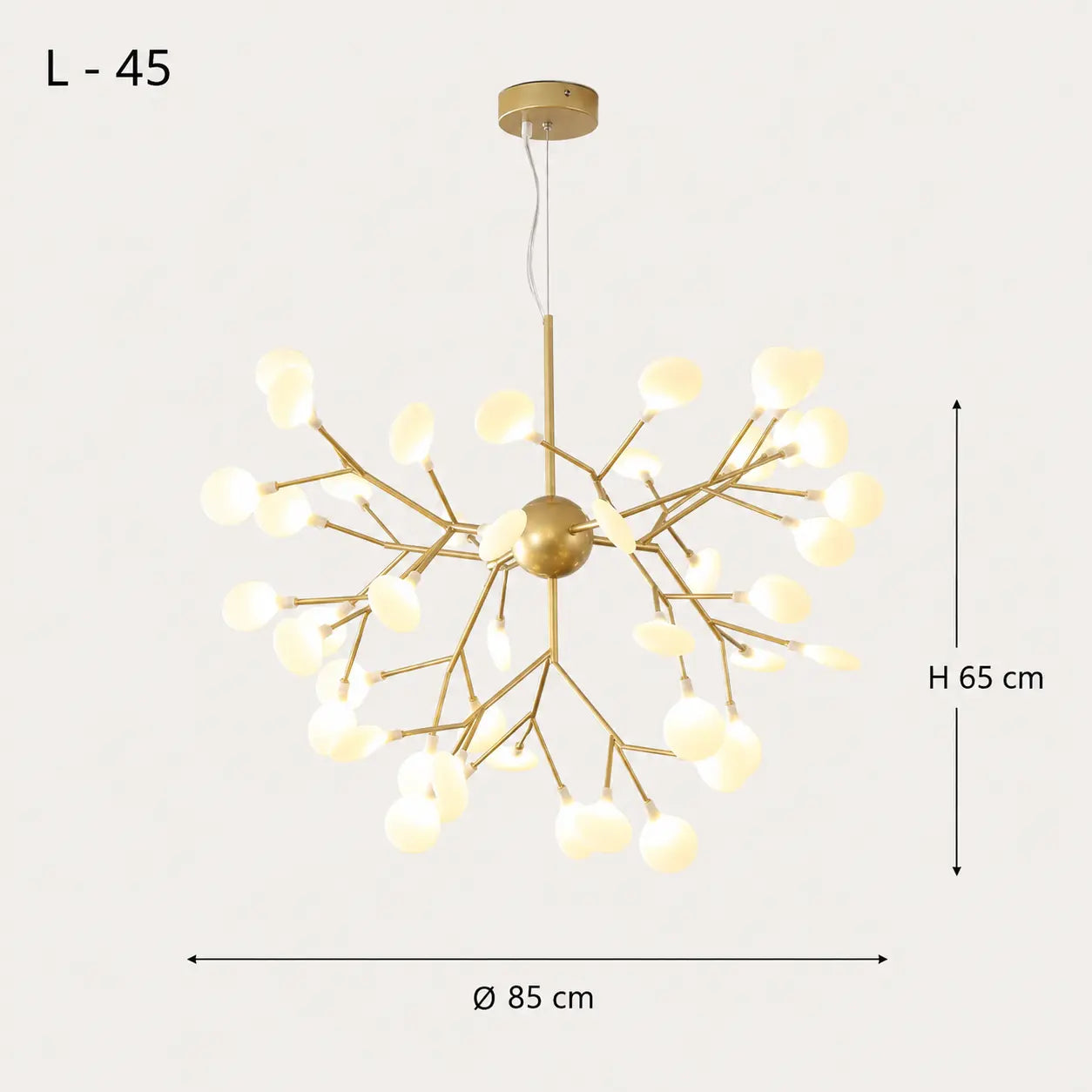 Lustre LED Doré Effet Luciole Branches Métal