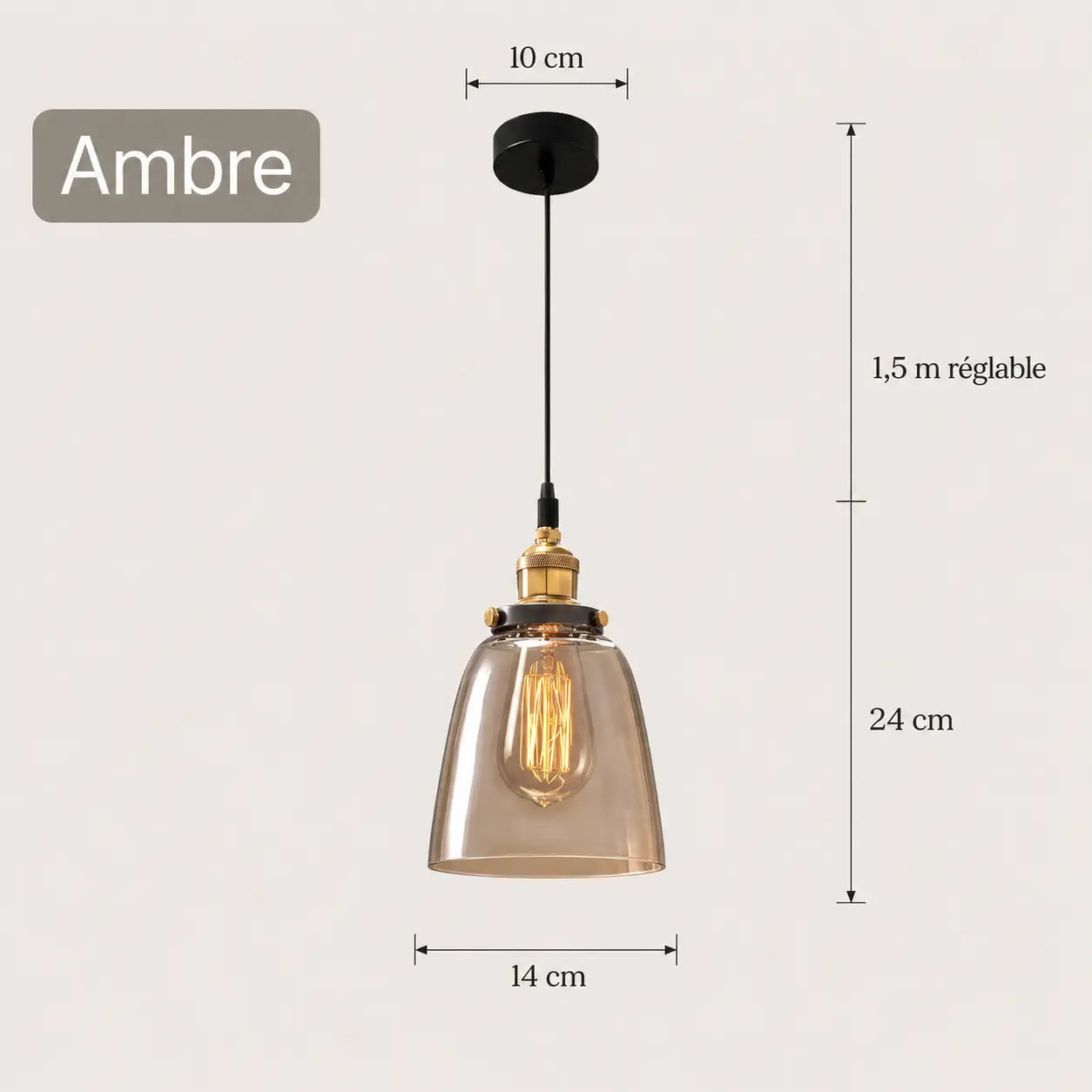 Suspension Cloche Verre Fumé