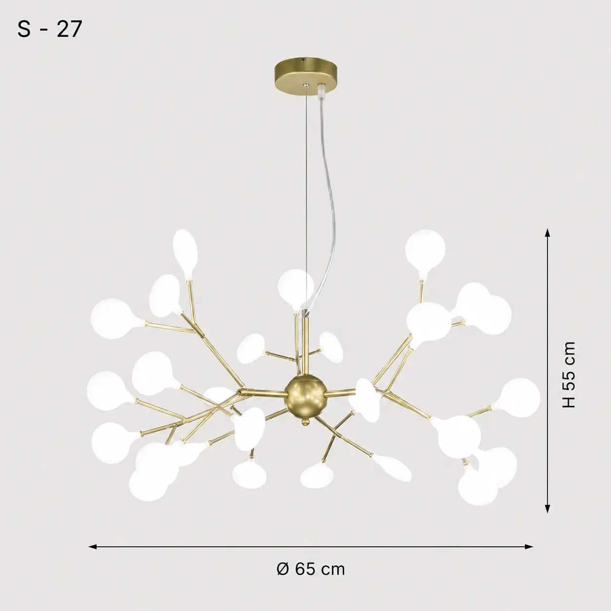 Lustre LED Doré Effet Luciole Branches Métal