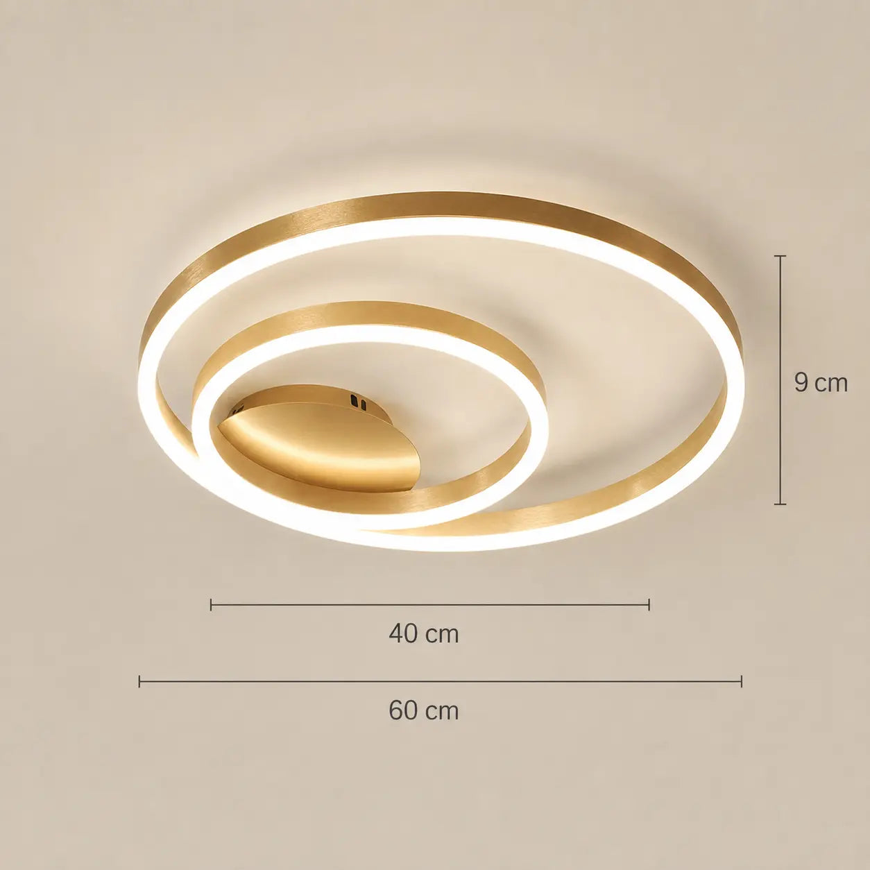 Lustre Plafonnier Anneaux Dorés Superposés