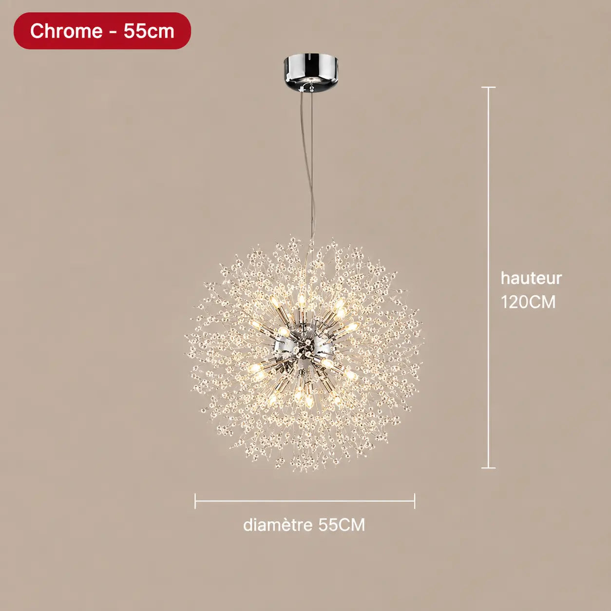 Suspension Pissenlit Chrome ou Doré