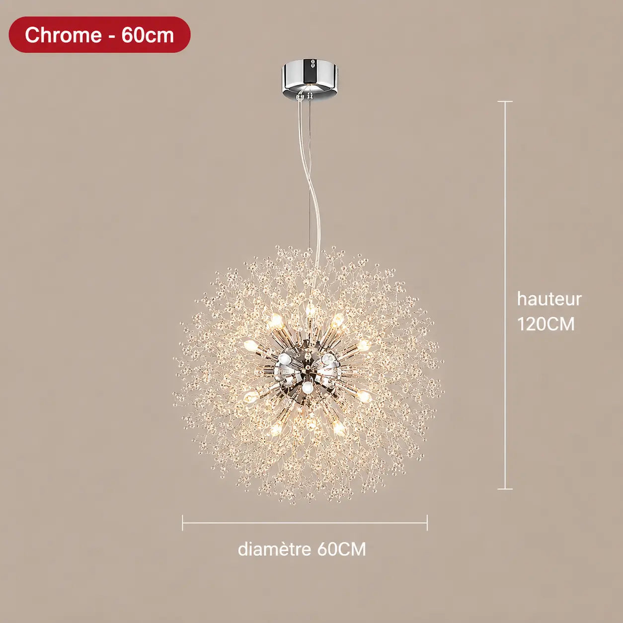 Suspension Pissenlit Chrome ou Doré