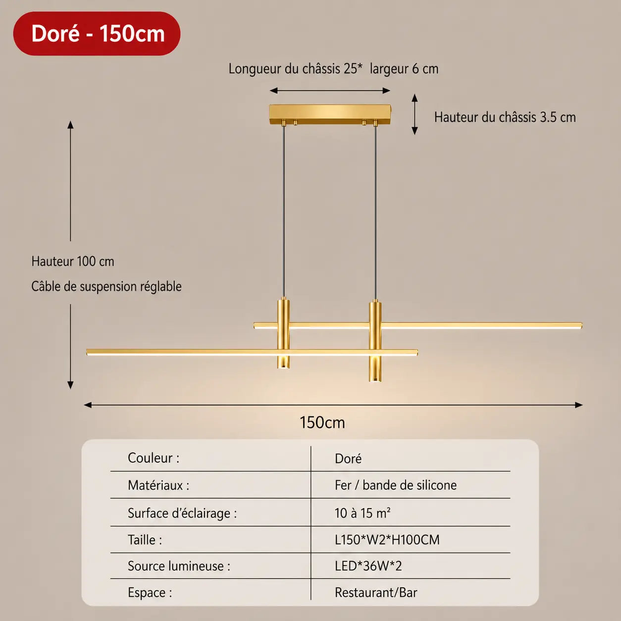 Suspension Linéaire LED Silicone