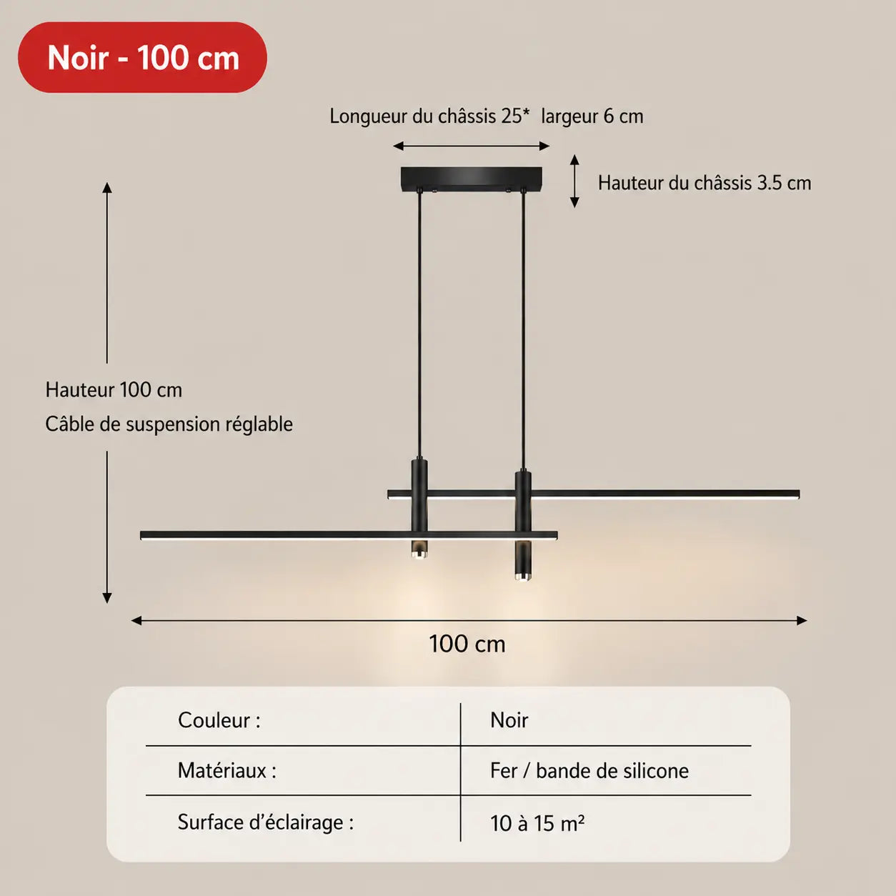 Suspension Linéaire LED Silicone